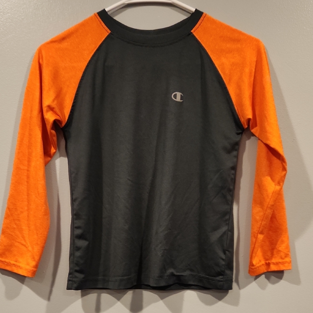 Champion Youth Black and Orange Long Sleeve Baseball Style Performance Shirt